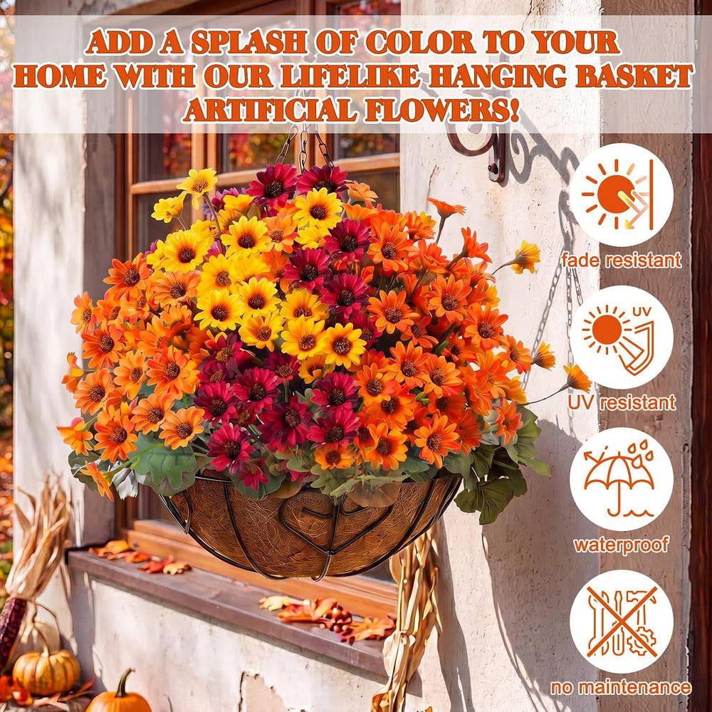 Suncalla 12 Pcs Fall Artificial Mums for Outdoors, Fake Silk Daisy Bulk