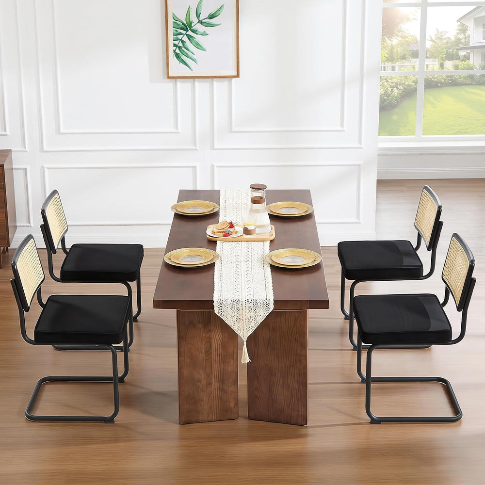 Zesthouse Natural Rattan Dining Chairs Set of 4, Modern Dining Room Chairs wi...