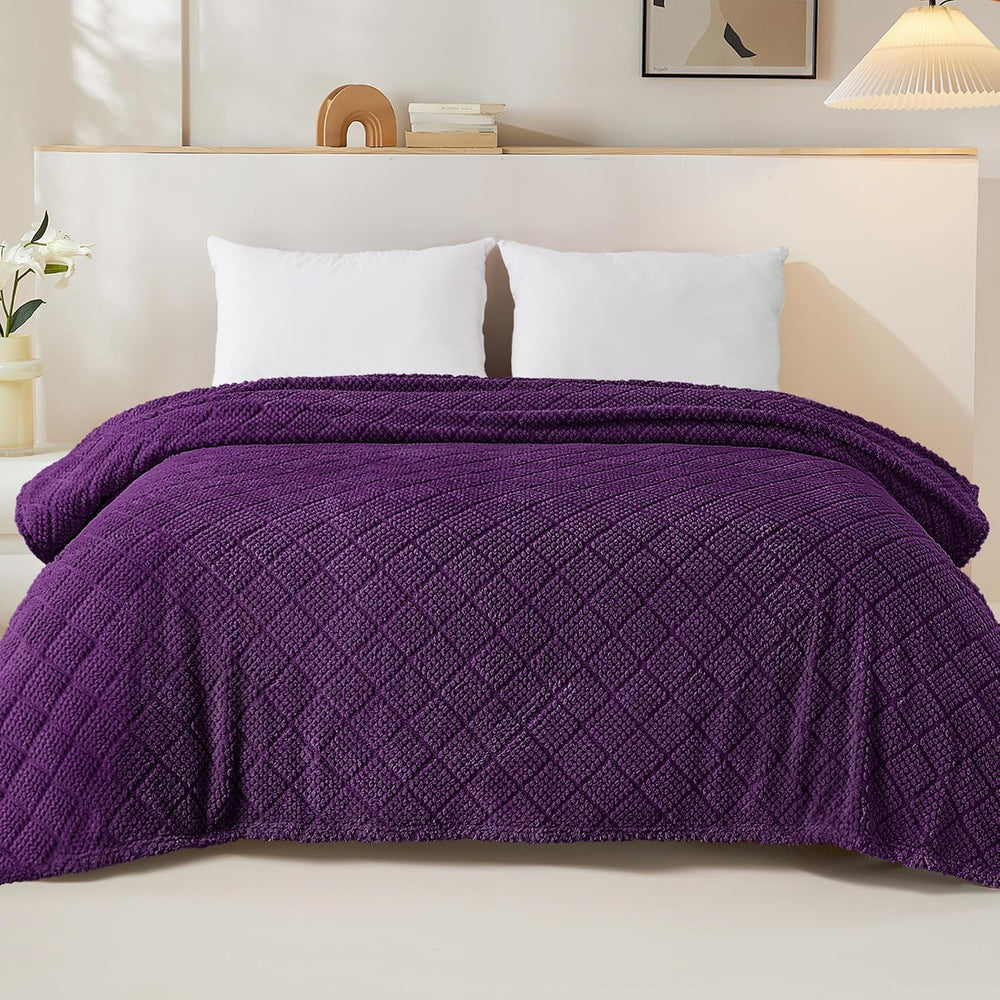 Whale Flotilla Soft Fleece King Size Blanket for Bed, Purple