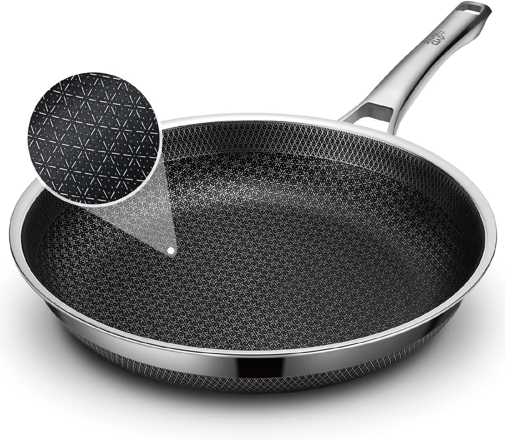 SNOWCLAD Frying Pan, 10 Inch Hybrid Non Stick Stainless Steel Skillets