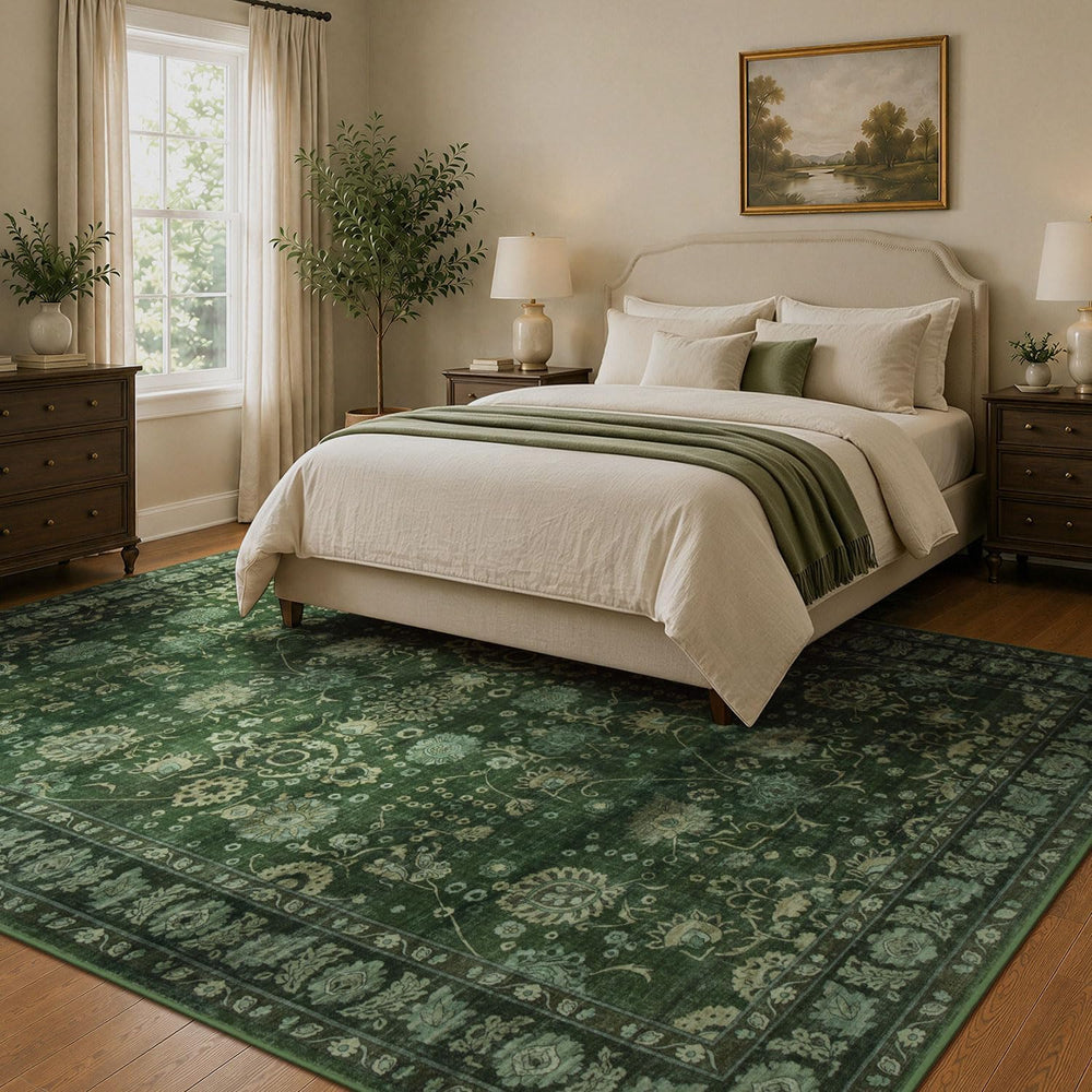8x10 Green Area Rugs for Living Room, Washable Non-Slip Soft Rug