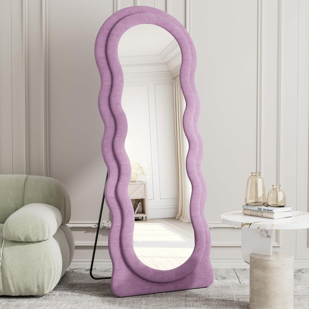 Wavy Full Length Mirror, 63"x24" Arched Body Floor Mirror (Purple)