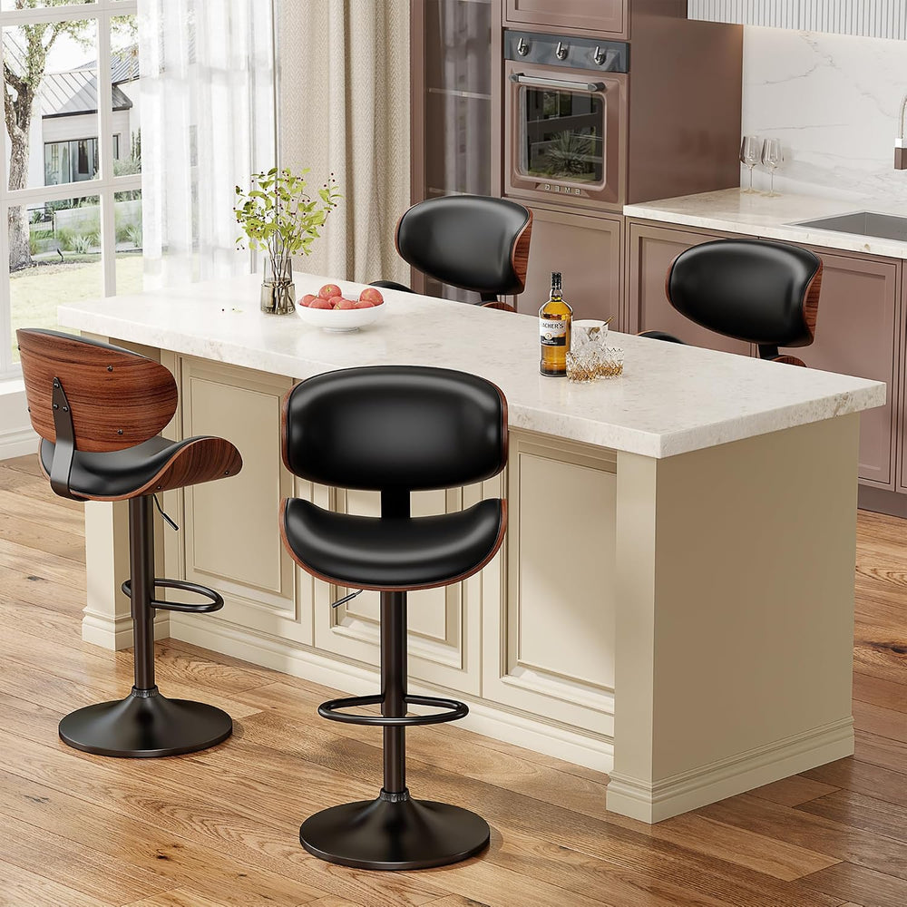 YaFiti Swivel Bar Stools Set of 2, Bar Stools for Kitchen Counter, Black | Co...