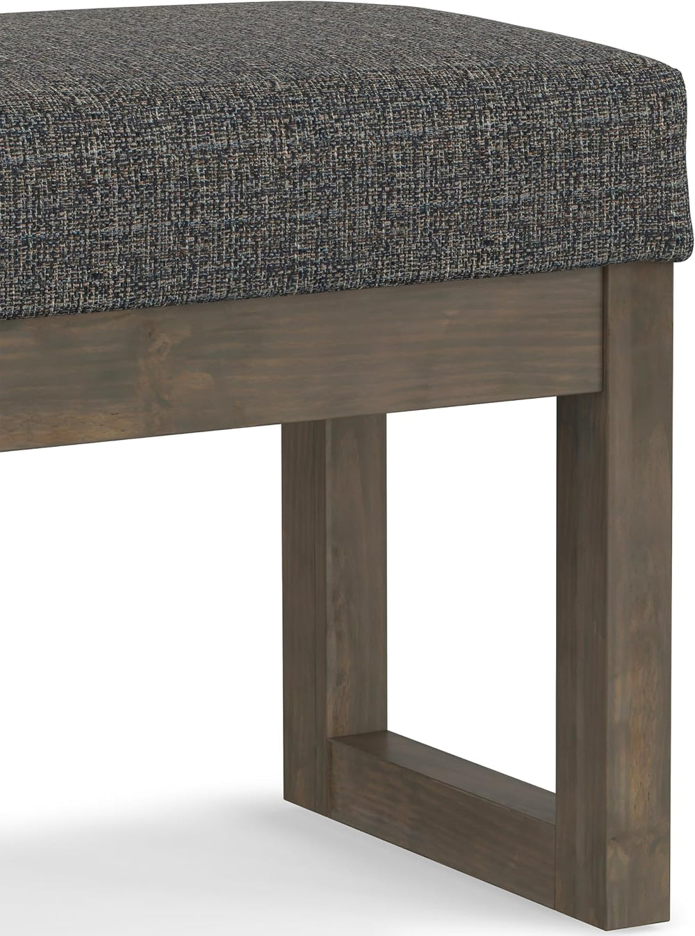 SIMPLIHOME Milltown 27" Wide Tweed Rectangle Ottoman in Ebony