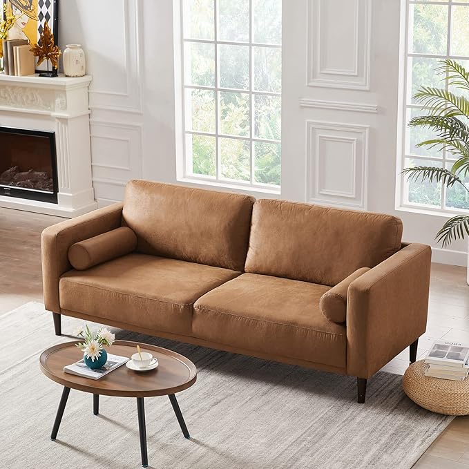 HIFIT 79" Sofa Couches for Living Room Mid-Century Modern Decor Faux Lea...