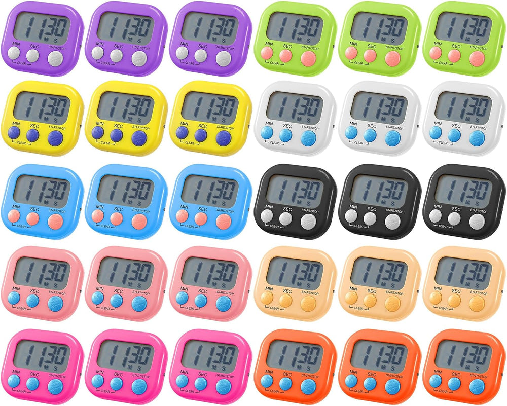 Weewooday 30 Pcs Large Classroom Timers Stopwatch Magnetic Kitchen Digital