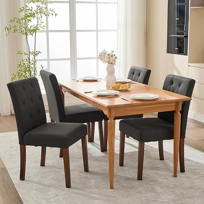 Upholstered Dining Chairs Set of 2, Modern Fabric Kitchen Side Chairs with St...
