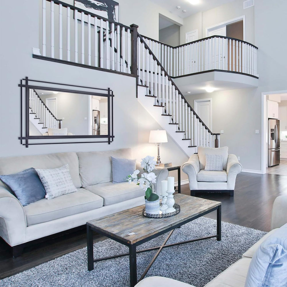 Large Living Room Mirror, 47'' x 24'' Black Wall Mirror for H...