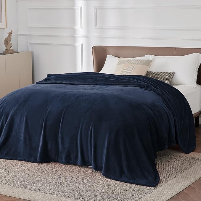 Bedsure GentleSoft Fleece Bed Blankets Large Size Navy