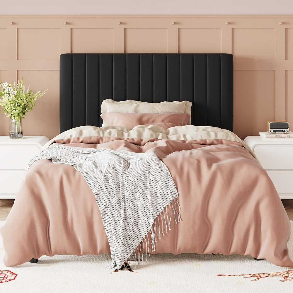 Allewie Twin Bed Frame, Velvet Upholstered Platform Bed with Adjustable Verti...