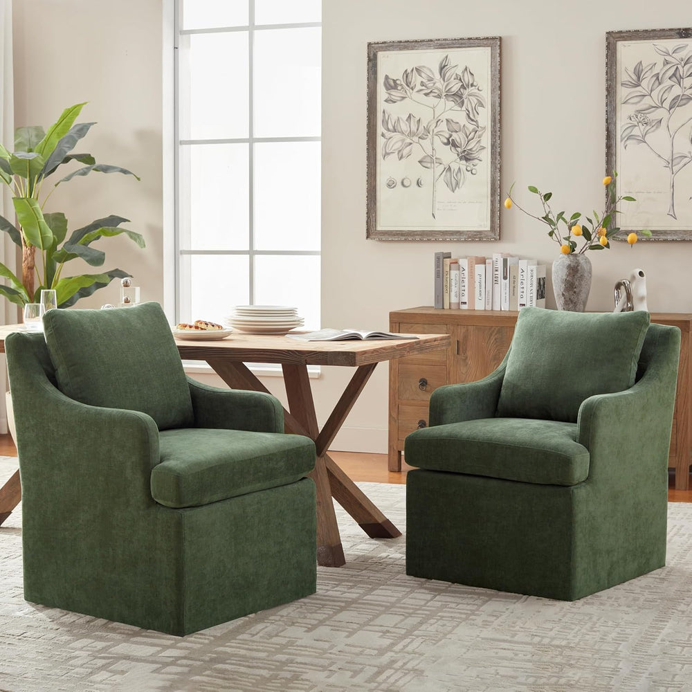 VKNOW Upholstered Dining Chairs, Dining Room Chairs with Casters