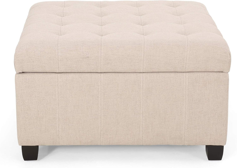 Merax 31" Modern Fabric Square Storage Ottoman, Foot Rest Waffle Stitch ...