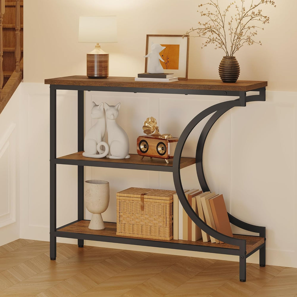 Hoctieon Console Table Set of 2, 3-Tier Industrial Entryway Table with Storag...