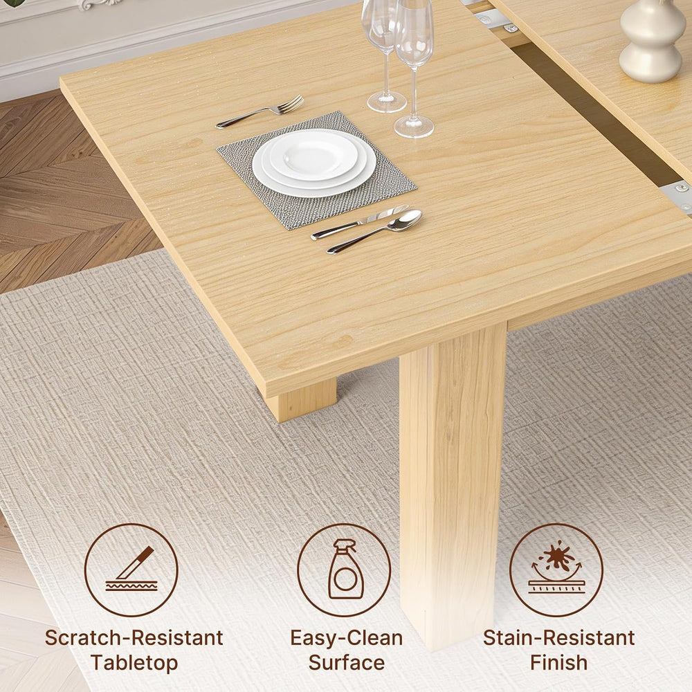 Miereirl 59"–77" Extendable Farmhouse Dining Table Set for 6, 7-Pie...