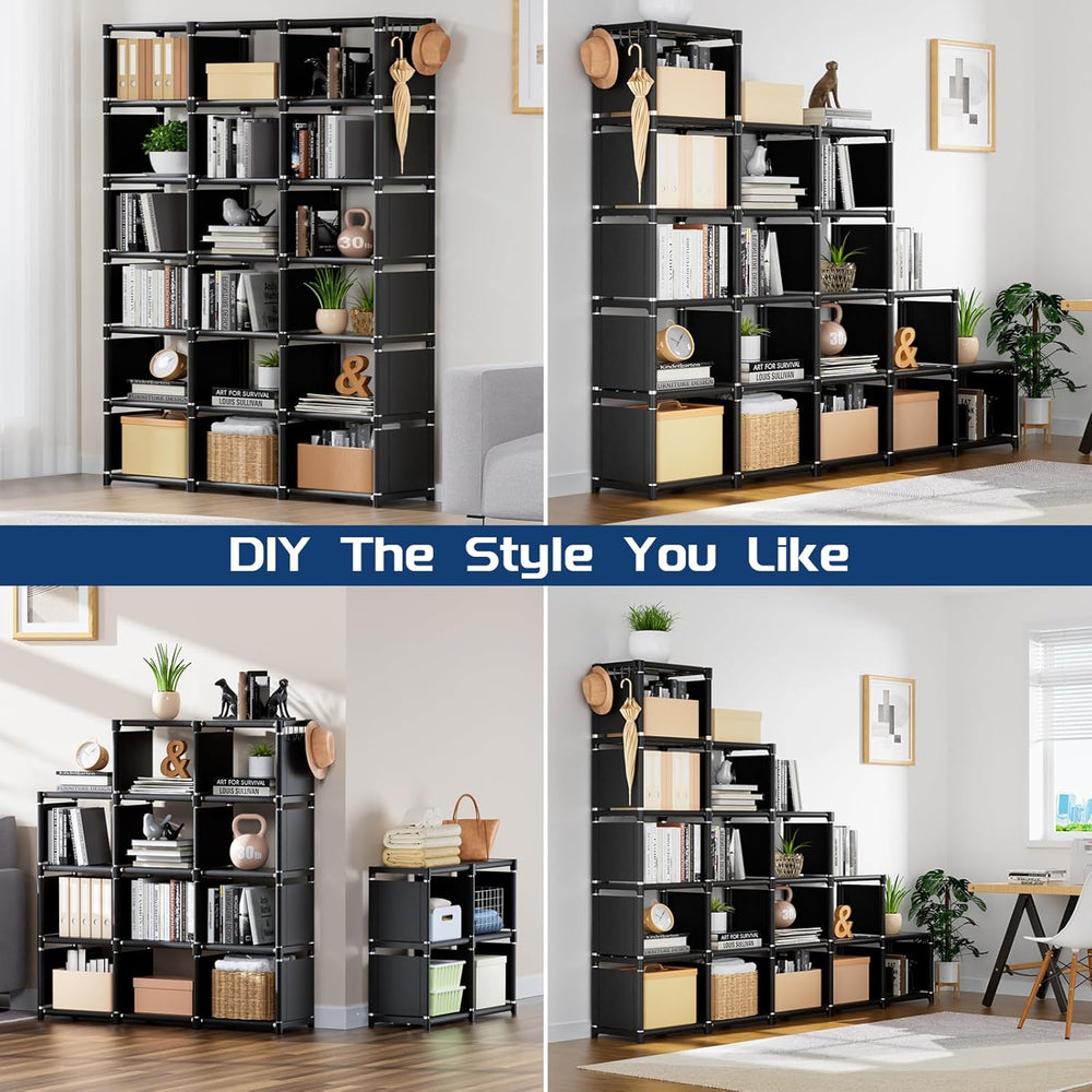 Mavivegue Bookcase, 18-Cube Extra Large Book Shelf, DIY Cube Storage Organize...