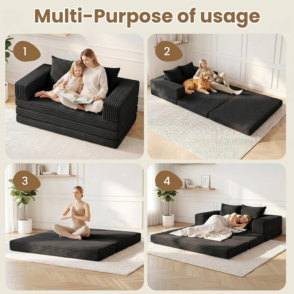 Boneless Loveseat Sofa Bed,Small Couch Bed Futon Sleeper Sofa,Convertible Pul...