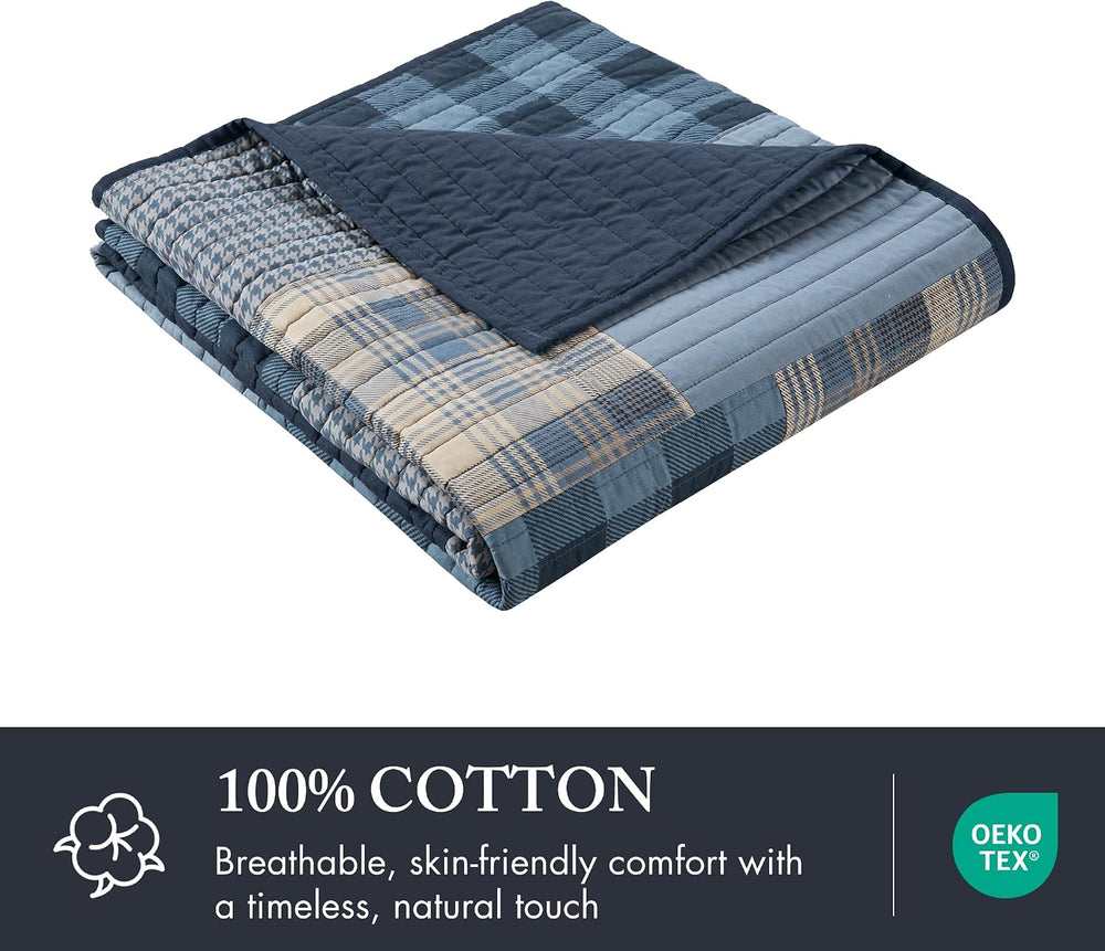 Woolrich Reversible 100% Cotton Throw Cabin Lifestyle Plaid Design - All Seas...