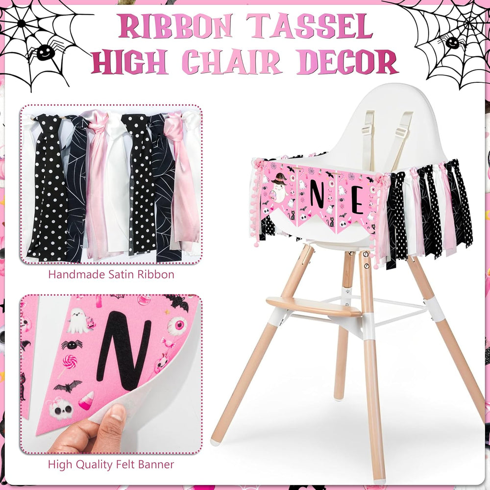 Pink Spooky One Birthday Decorations Girl Halloween 1st Birthday Kit