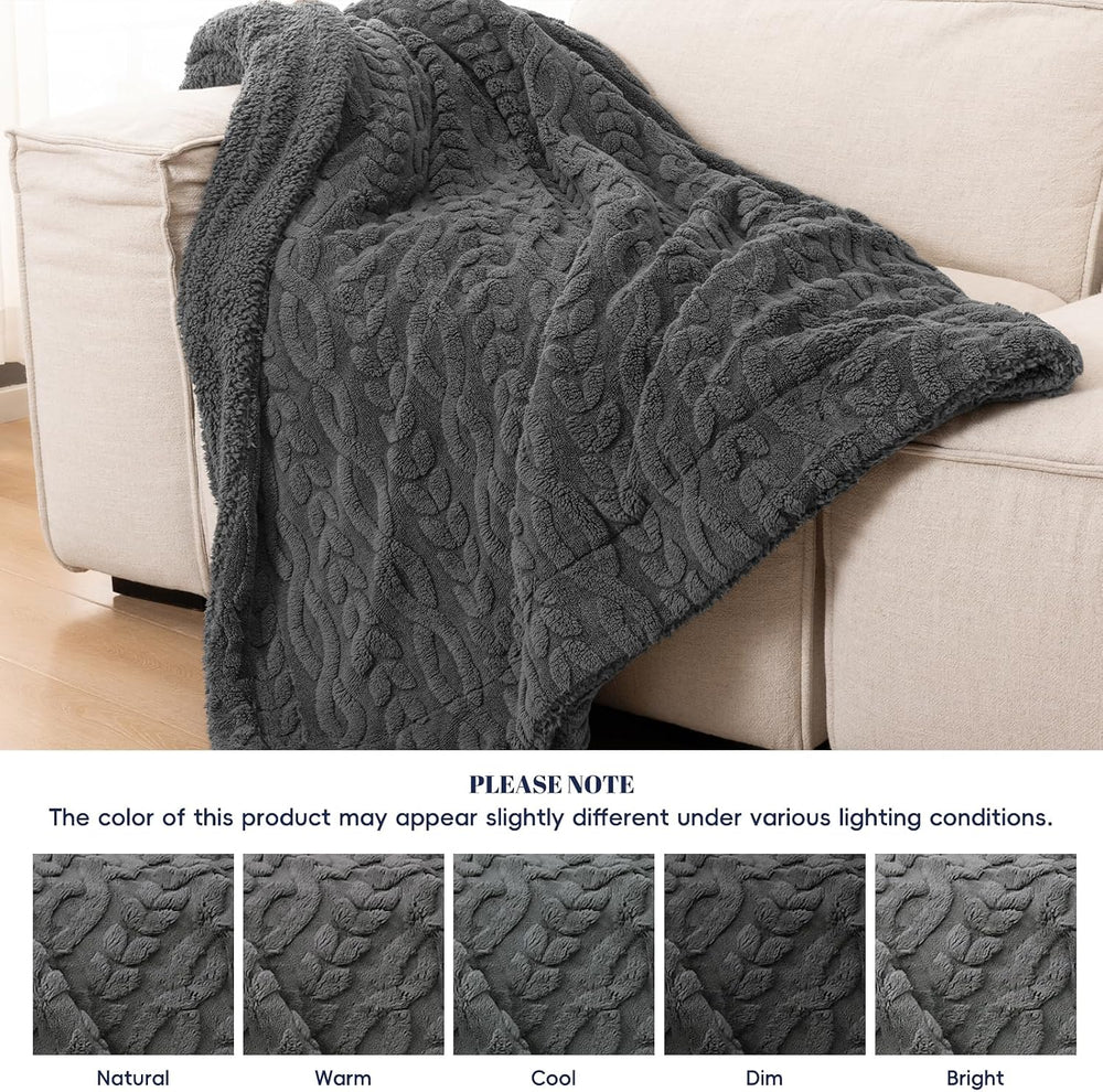 PHF Fluffy Sherpa Blanket King Size for Winter, Warm and Soft, 510GSM 3D Jacq...