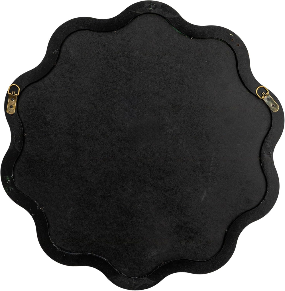 Creative Co-Op Scalloped Wood Wavy Wall Mirror, Green