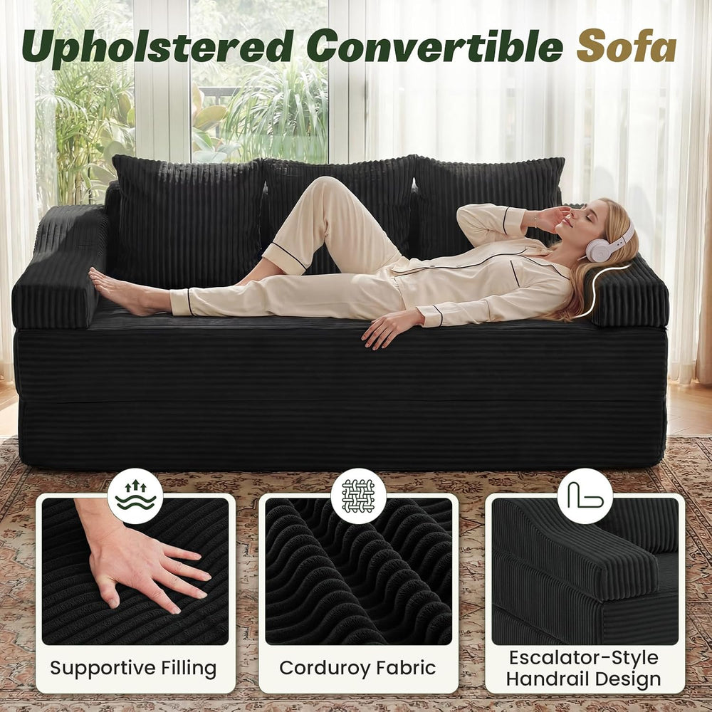 Apicizon 78.7" Folding Convertible Sofa Bed, Boneless Sleeper Sofa Couch...