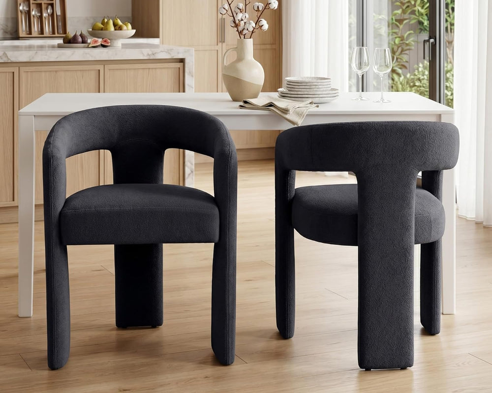 GNIXUU Barrel Dining Chair Set of 2, Modern Upholstered Boucle Dining Room Ch...