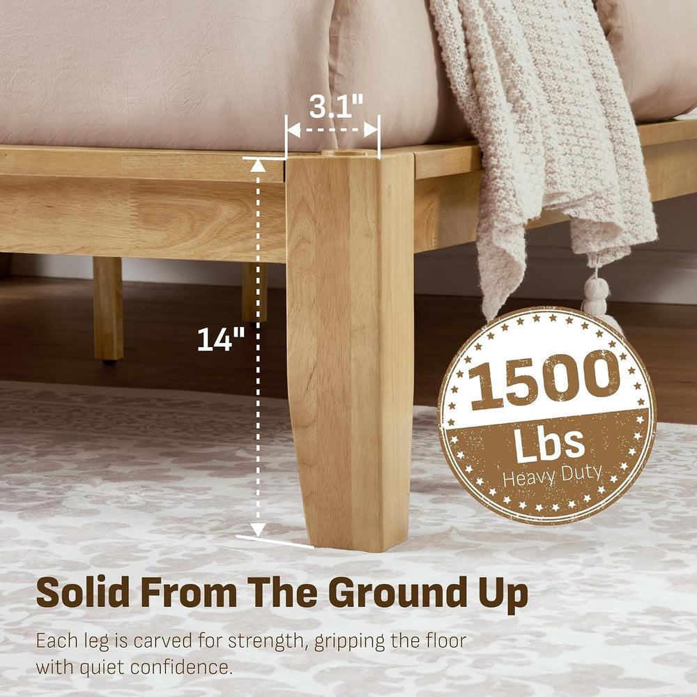 Softa Mikor Queen Japanese Joinery Bed Frame, Solid Wood, No-Tool Setup