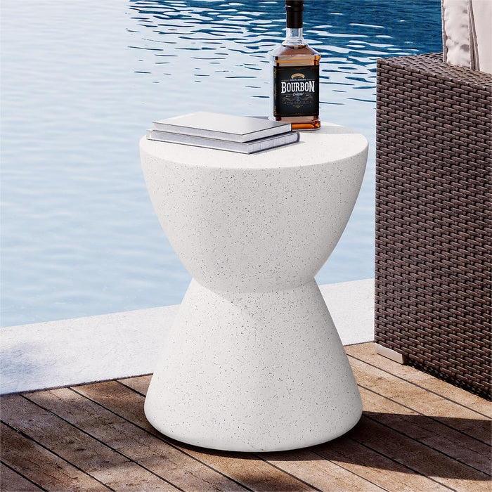 SUNBURY Outdoor Concrete Side Table, 19" H Cement Accent Coffee Table