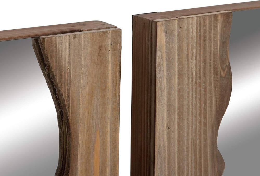 Deco 79 Wood Handmade Room Wall Mirror Live Edge Entryway Mirrors, set of 2 W...