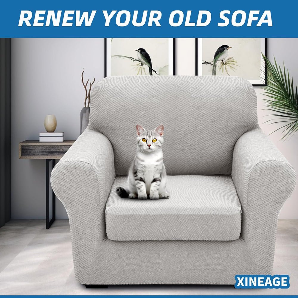 XINEAGE 2-Piece Stretch Armchair Sofa Cover, Washable Couch Covers for Dog