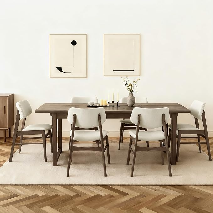 Wooden Dining Chairs Set of 4, Upholstered Modern Dining Room Chairs, Solid O...