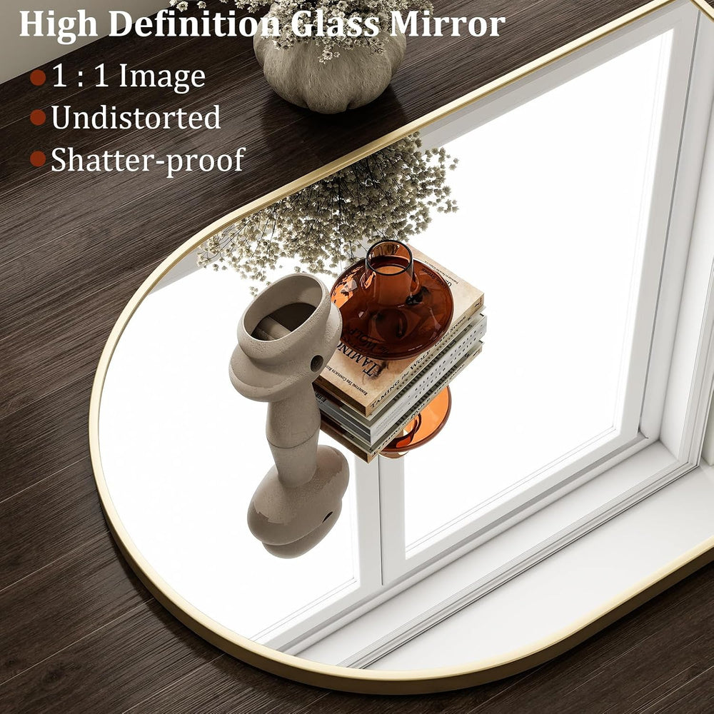 HARRITPURE 20"x30" Arched Bathroom Mirror Wall Mounted Gold Arch Mi...