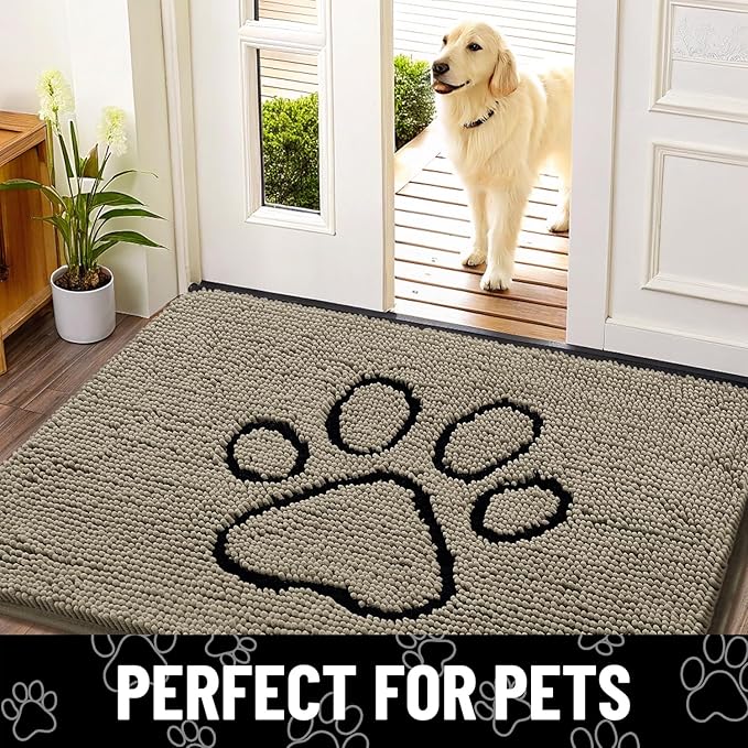 Smiry Dog Door Mat for Muddy Paws, Absorbent Dirt Trapper Non Slip Quick Dry
