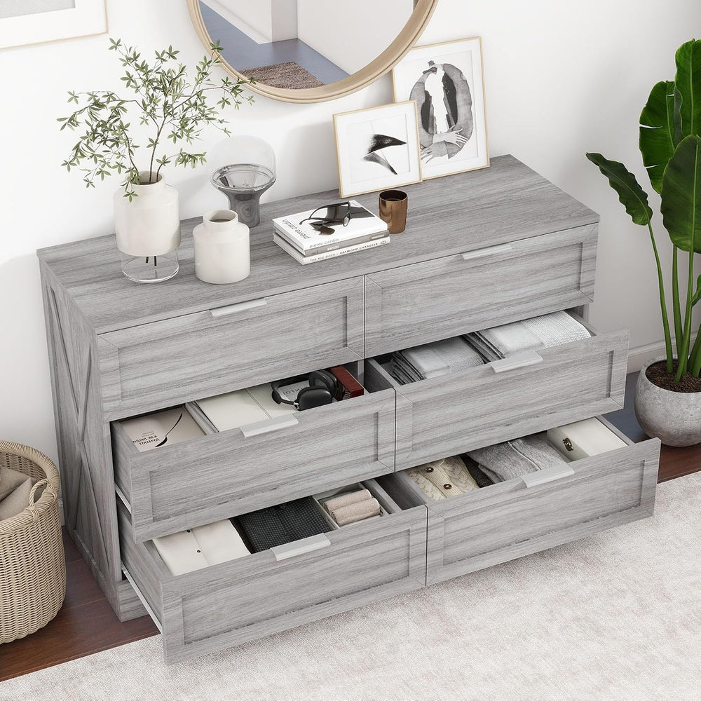Modern Dressers & Chests of Drawers, Wide TV Stand for Bedroom, Wash Grey