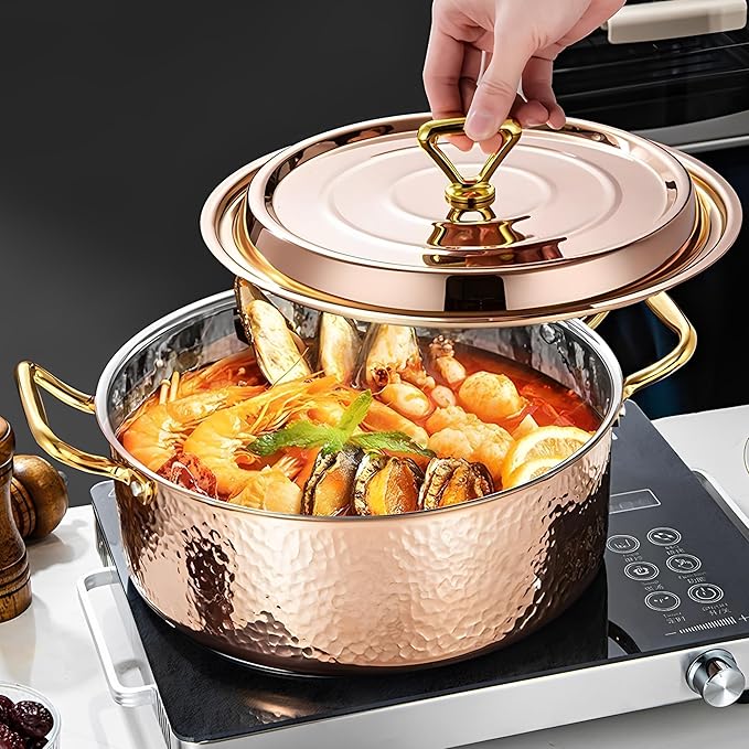 YJX 6.7QT Hammered Stock Pot