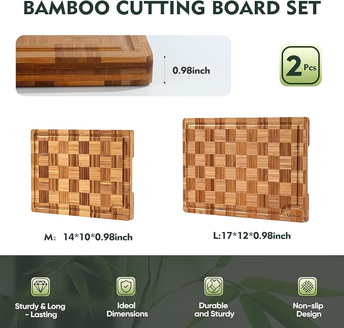 Extra Large Bamboo Cutting Boards, Non-Toxic & Durable