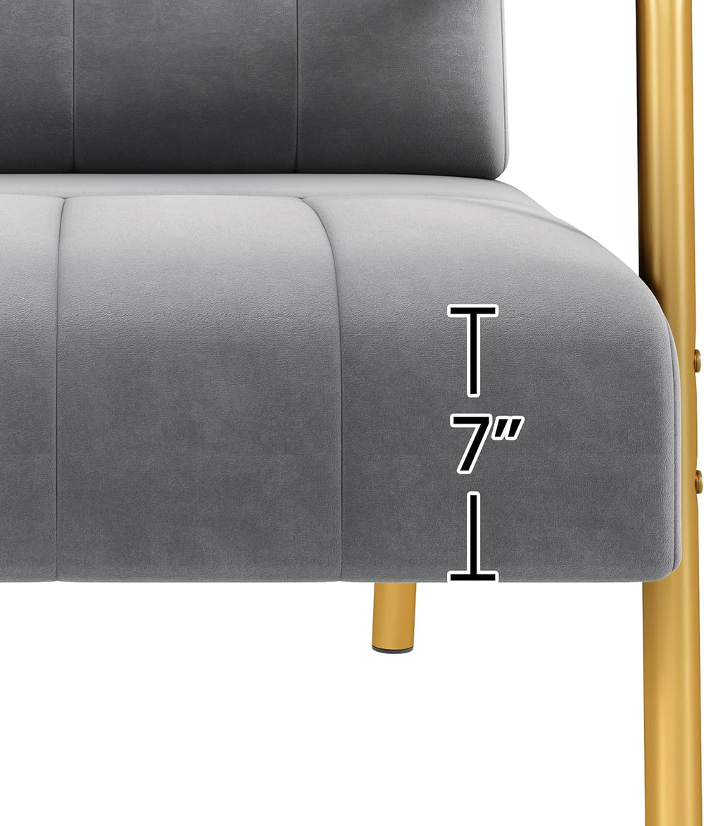 Yaheetech 30" Velvet Sofa Chair Accent Sofa with Gold Metal Leg, Light Gray