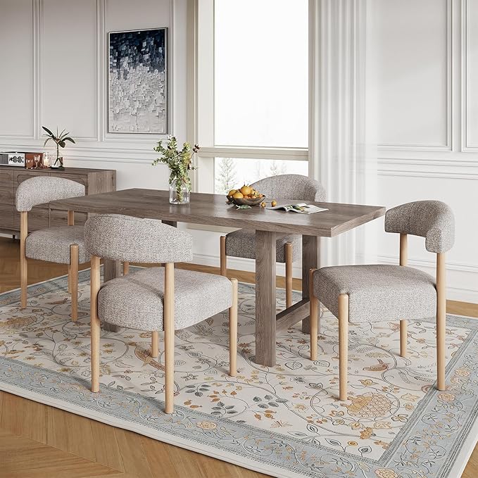 VKNOW Wooden Dining Chairs Set of 4, Modern Upholstered Dining Room Chairs wi...