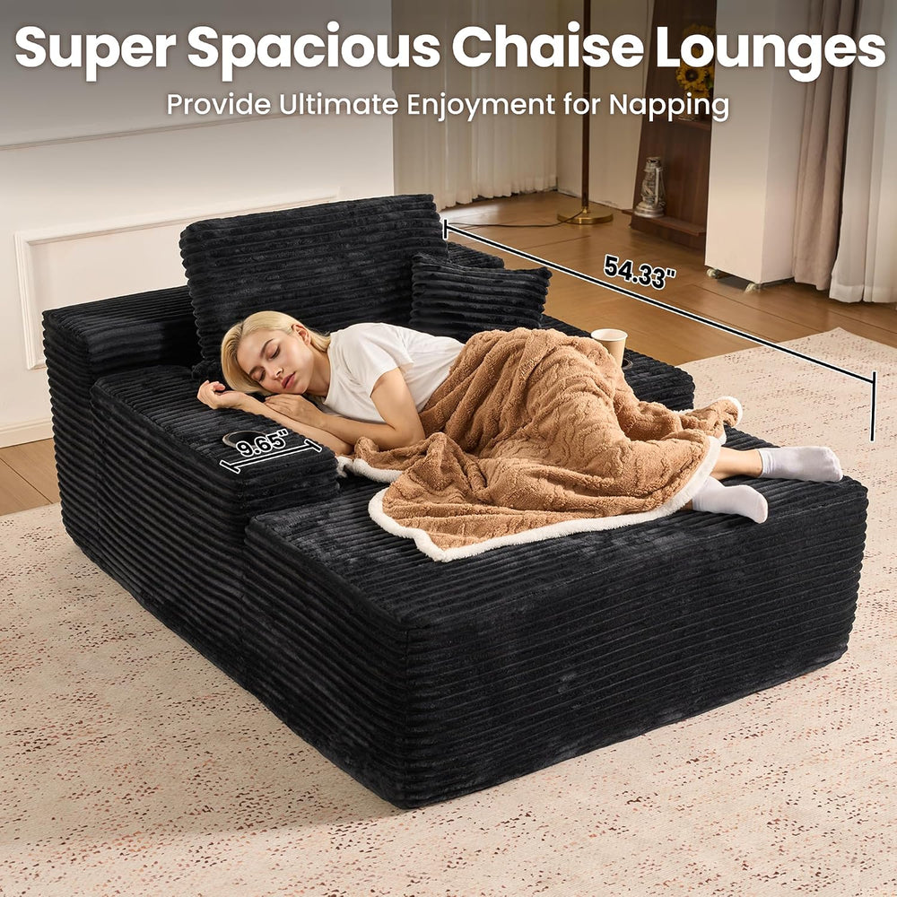 ovios 67'' Chaise Lounge Chair Indoor, Oversized Upholstered Boneless...
