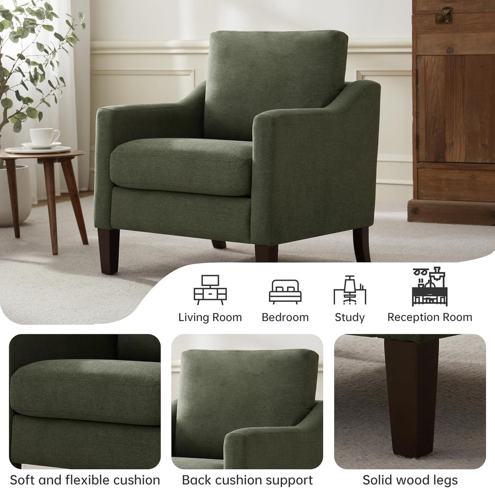 VKNOW Accent Chairs, Living Room Chairs with Wood Legs, Green