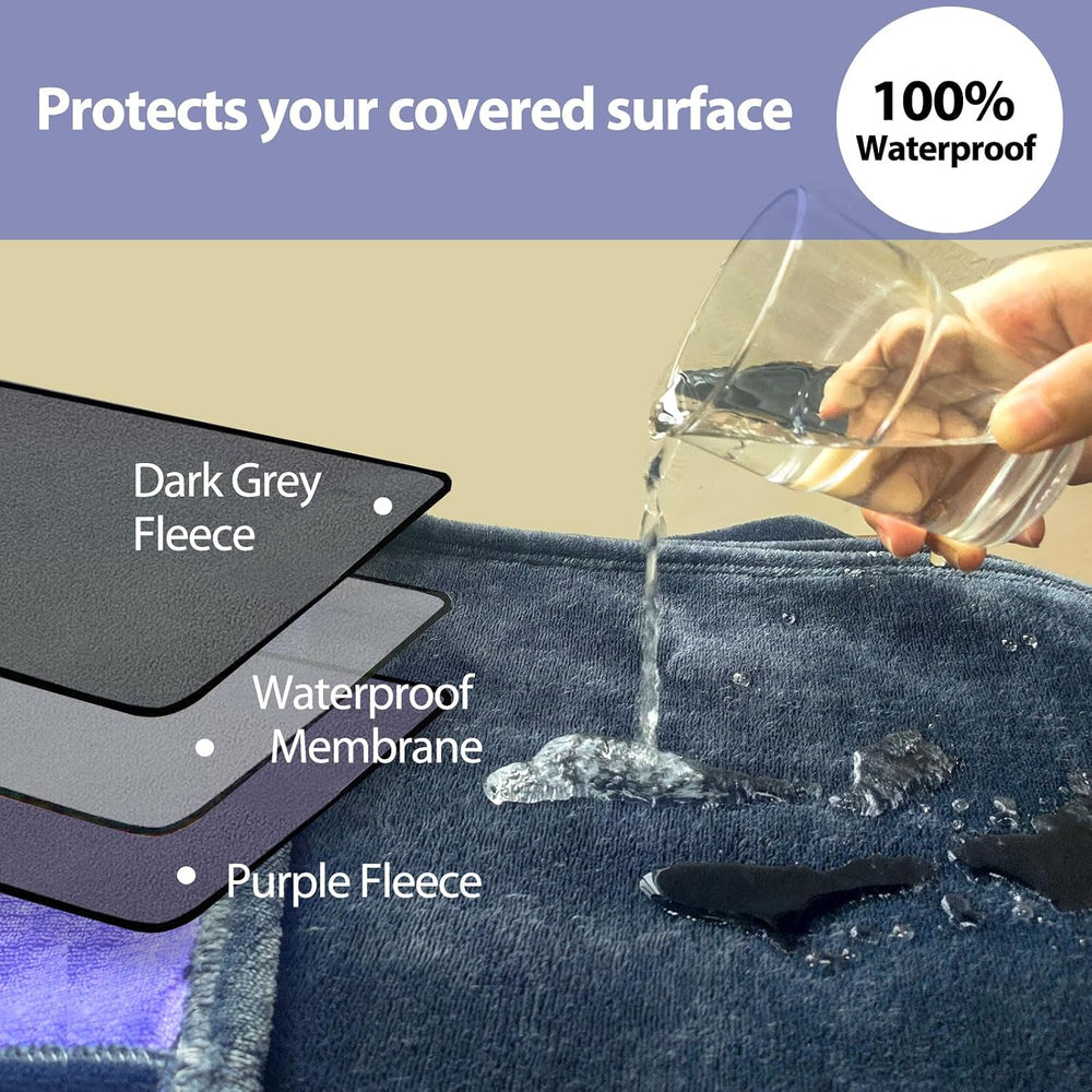 Reversible Waterproof Bed Blanket 90"x80", Stain & Leak Proof, ...