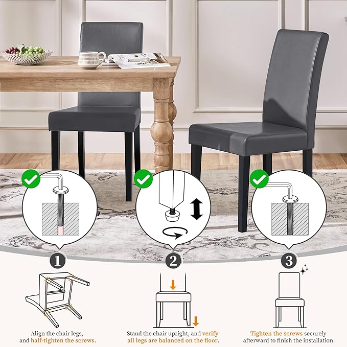 Yaheetech Dining Chairs Set of 4 PU Leather Upholstered Parsons Dining Chairs...