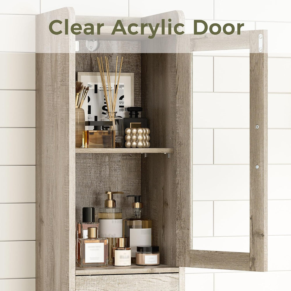 IRONCK Slim Bathroom Cabinet with Adjustable Shelves & Removable Towel Bar