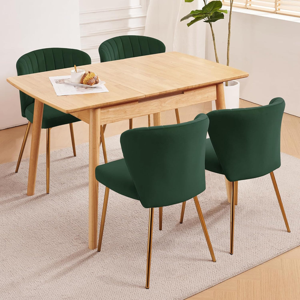 Velvet Dining Chairs Set of 2, Modern Upholstered Vanity Chairs with Golden M...