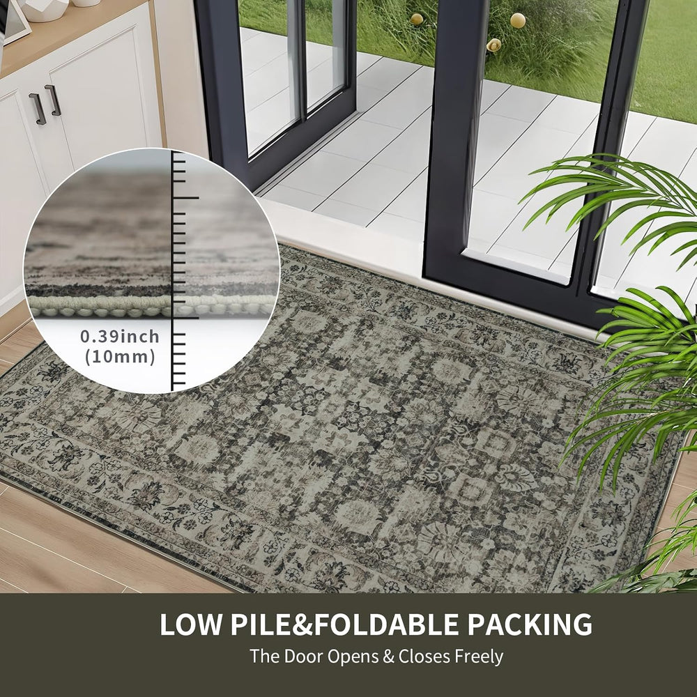 Area Rug 5ร7 Washable Rugs for Bedroom Brown