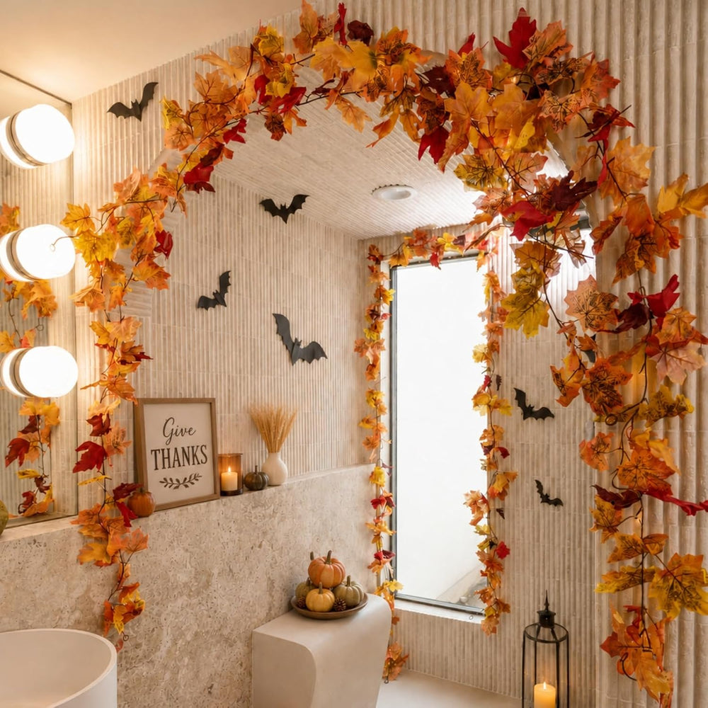 11 Pack Fall Leaf Garland, Total 64.9Ft Artificial Autumn Maple Leaves Garlan...