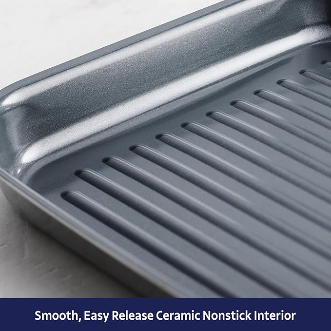 Tramontina Utsava Tri-Ply Clad Stainless Steel 10-Inch Square Grill Pan