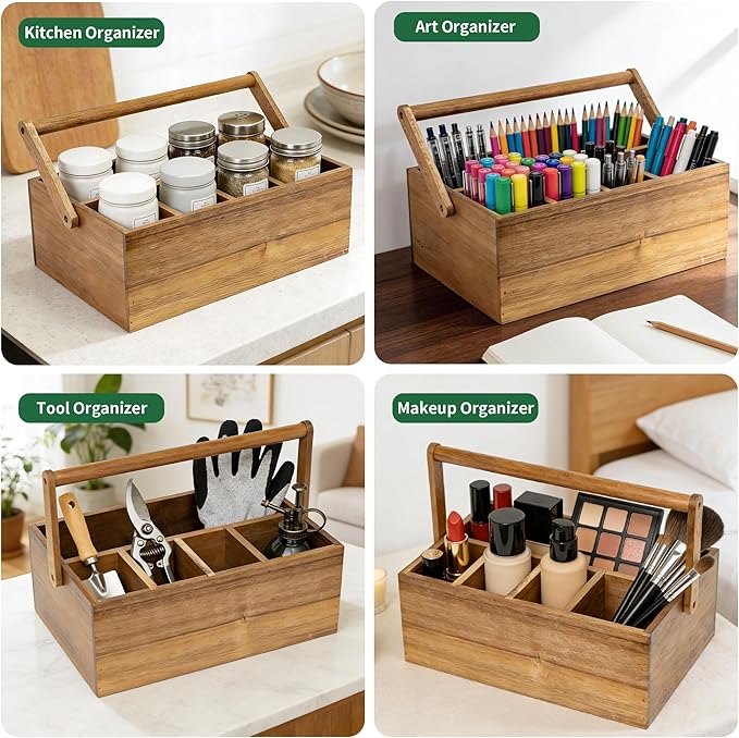VaeFae Acacia Silverware Caddy