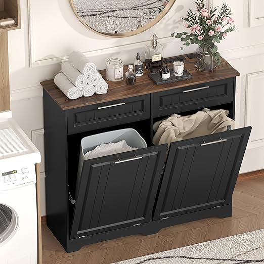 Double 10 Gallon Tilt Out Trash Can Cabinet