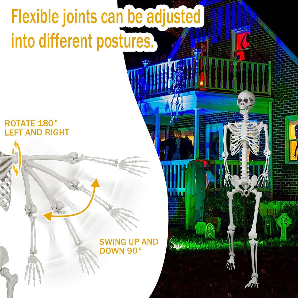 7.9ft Halloween Giant Skeleton, Tall Outdoor Skeleton with Full Body Posable ...